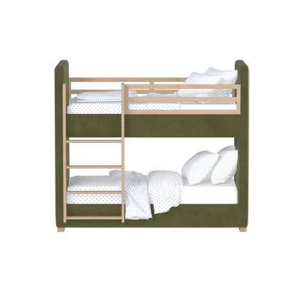 Paolo Bunk Bed with Soft Upholstery and Beechwood Accents