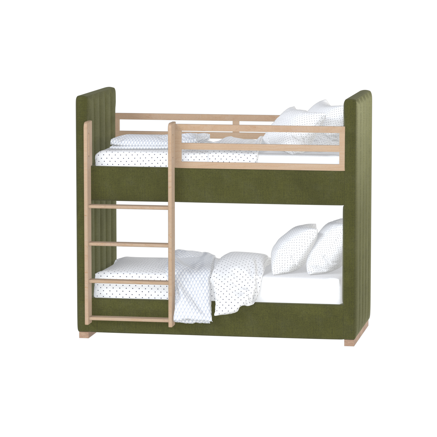 Paolo Bunk Bed with Soft Upholstery and Beechwood Accents