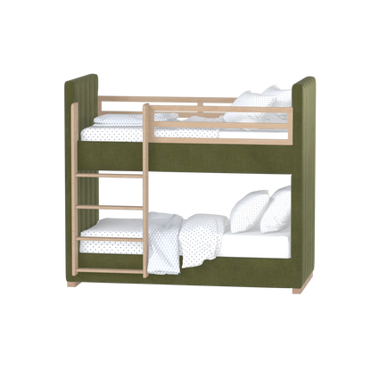Paolo Bunk Bed with Soft Upholstery and Beechwood Accents