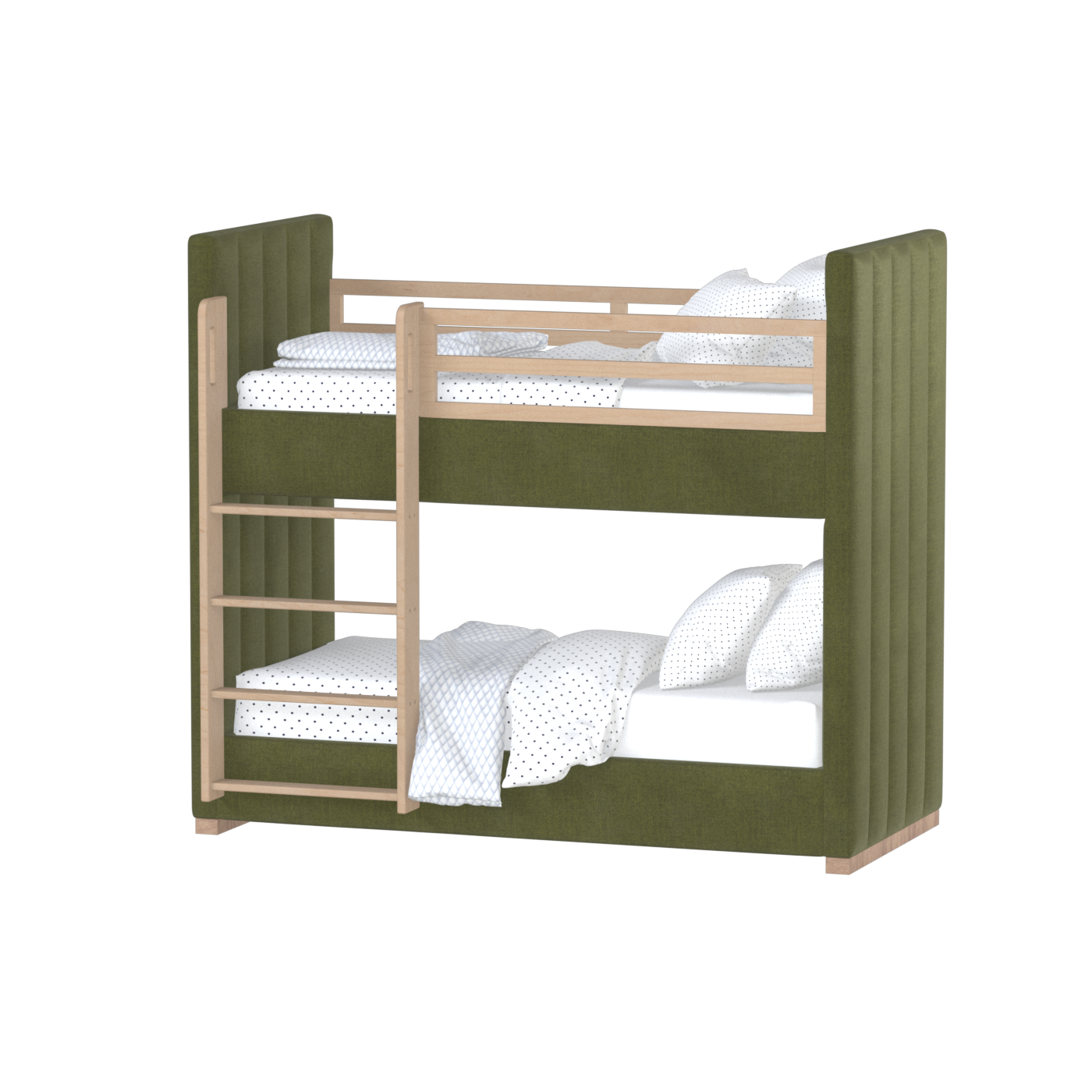 Paolo Bunk Bed with Soft Upholstery and Beechwood Accents