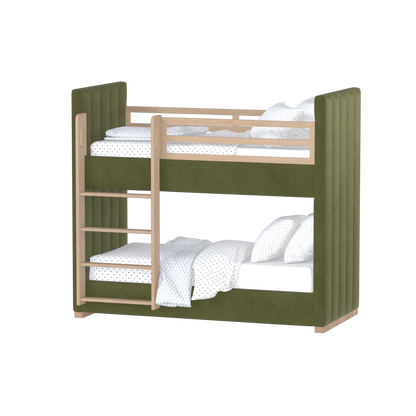Paolo Bunk Bed with Soft Upholstery and Beechwood Accents