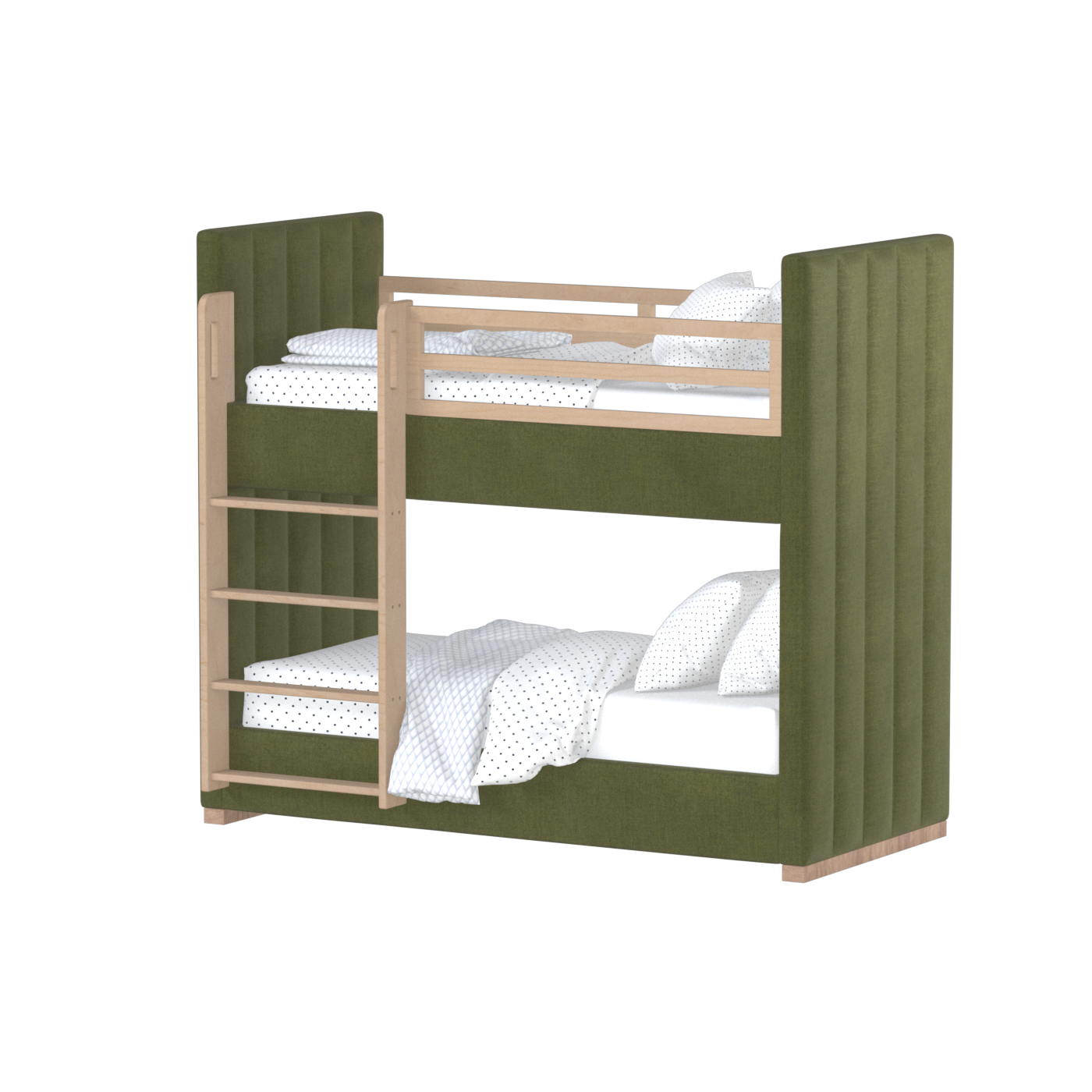 Paolo Bunk Bed with Soft Upholstery and Beechwood Accents