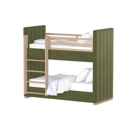 Paolo Bunk Bed with Soft Upholstery and Beechwood Accents