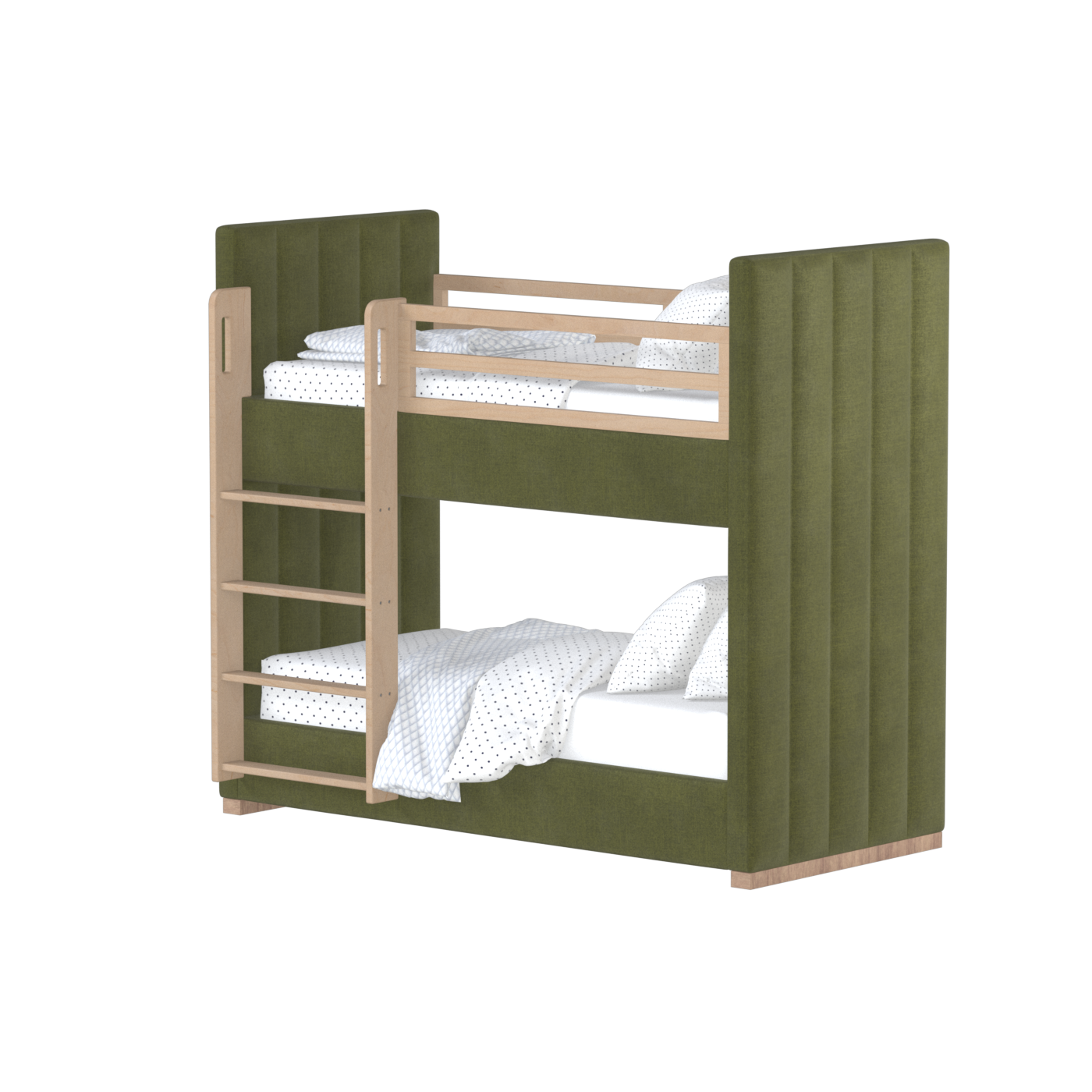 Paolo Bunk Bed with Soft Upholstery and Beechwood Accents