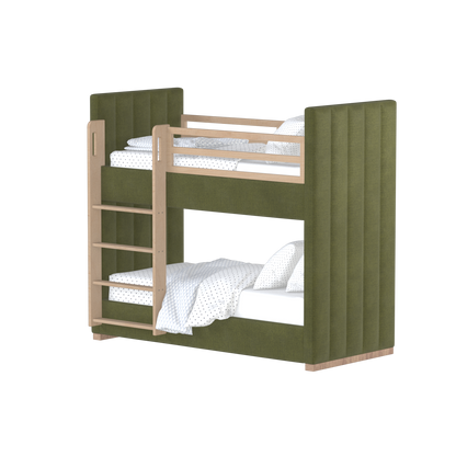 Paolo Bunk Bed with Soft Upholstery and Beechwood Accents
