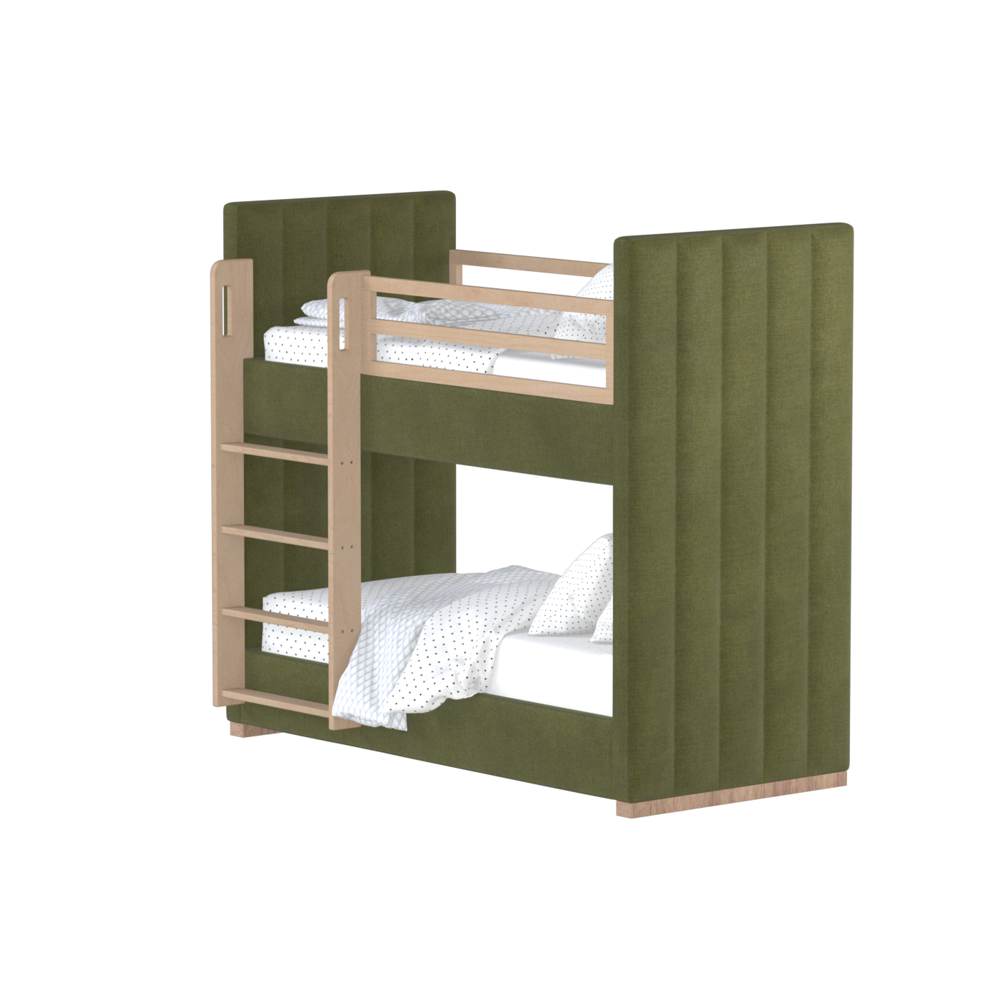 Paolo Bunk Bed with Soft Upholstery and Beechwood Accents