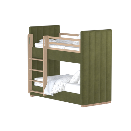 Paolo Bunk Bed with Soft Upholstery and Beechwood Accents