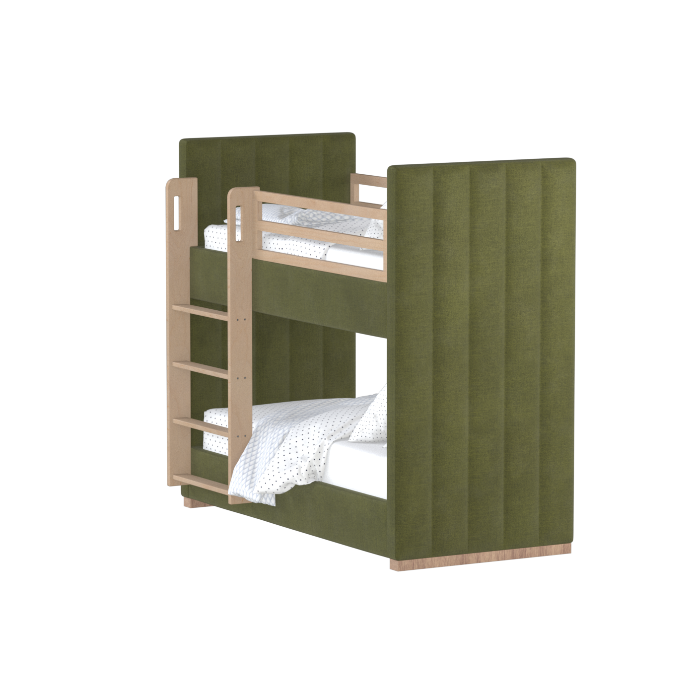 Paolo Bunk Bed with Soft Upholstery and Beechwood Accents