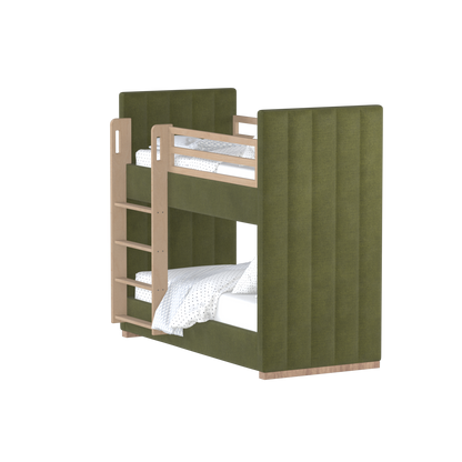 Paolo Bunk Bed with Soft Upholstery and Beechwood Accents
