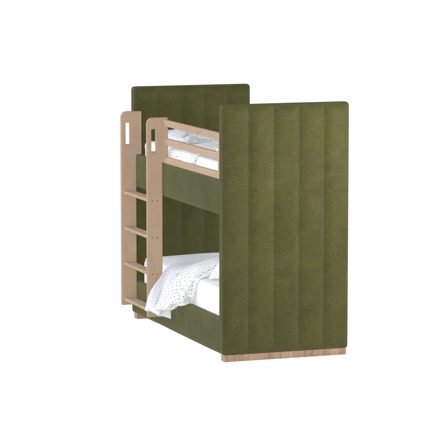 Paolo Bunk Bed with Soft Upholstery and Beechwood Accents