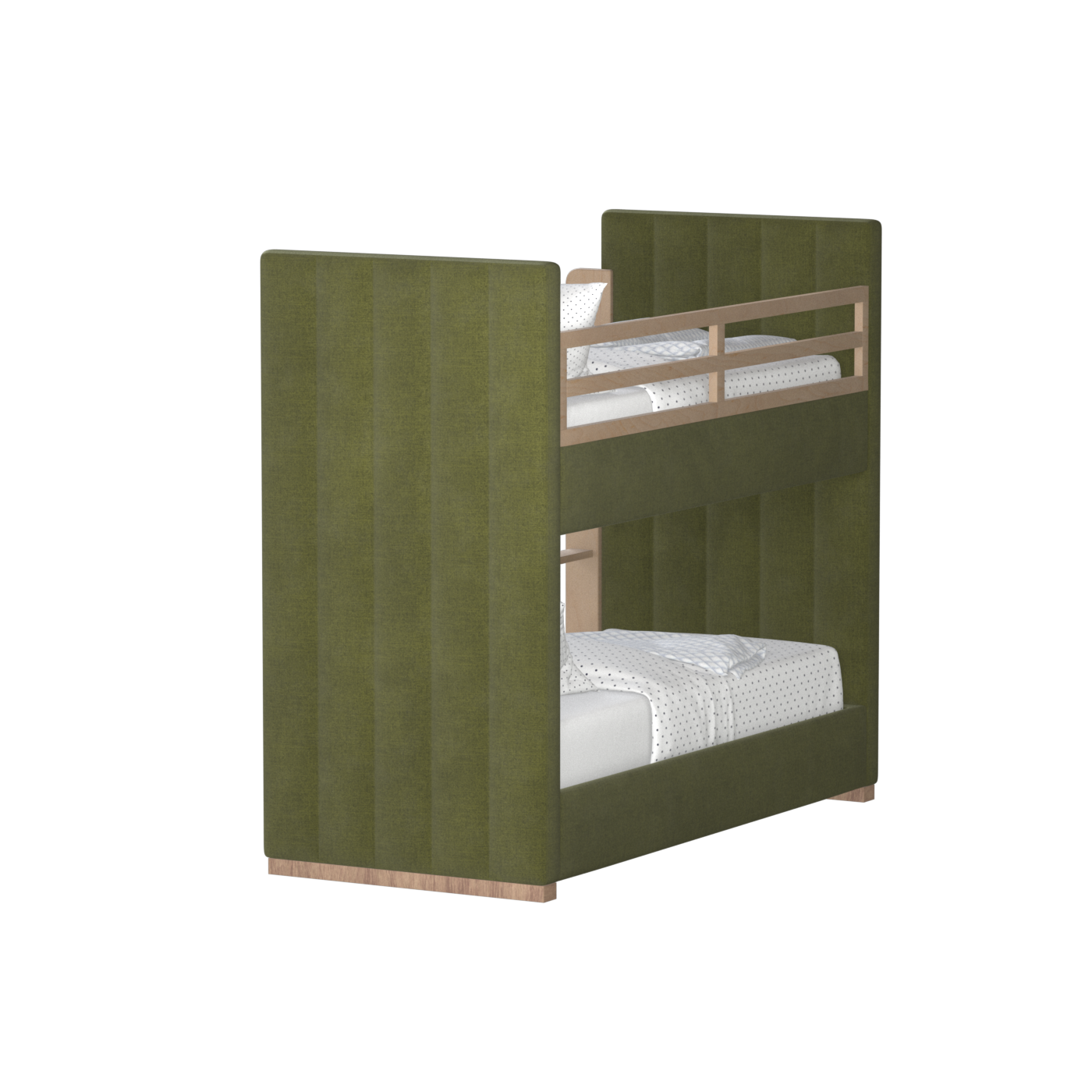 Paolo Bunk Bed with Soft Upholstery and Beechwood Accents