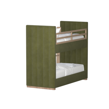 Paolo Bunk Bed with Soft Upholstery and Beechwood Accents
