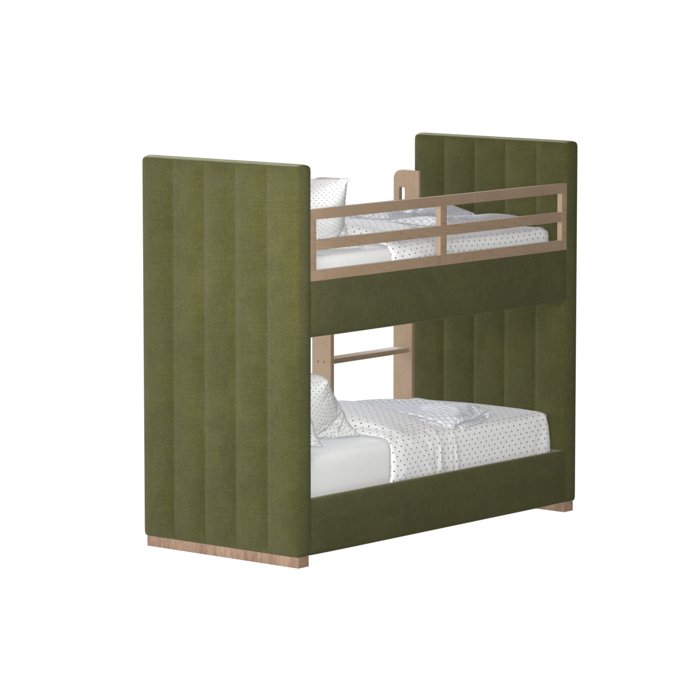 Paolo Bunk Bed with Soft Upholstery and Beechwood Accents