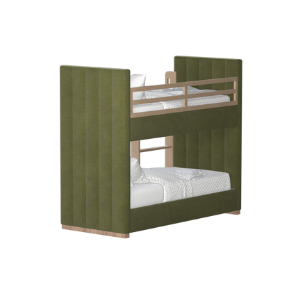 Paolo Bunk Bed with Soft Upholstery and Beechwood Accents