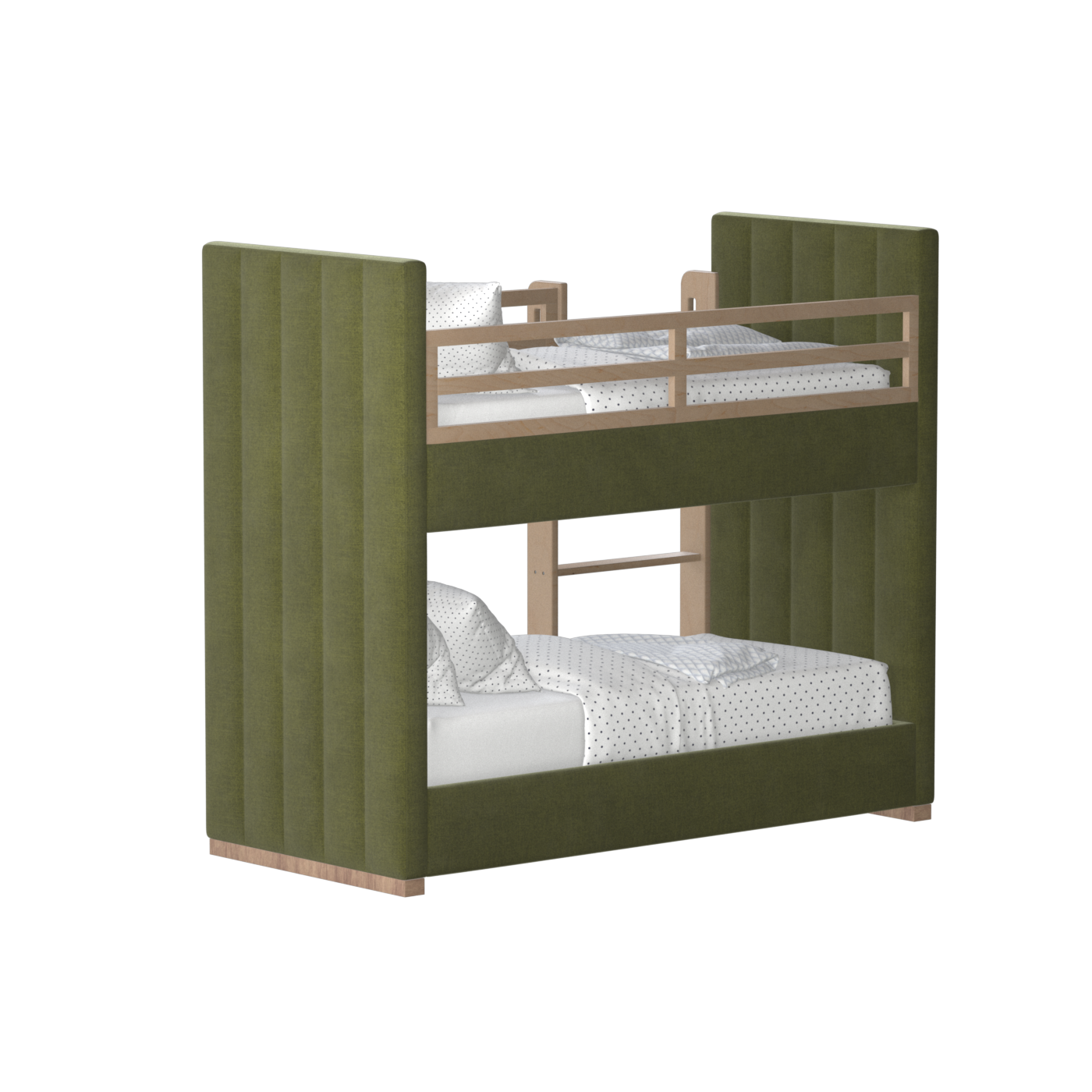 Paolo Bunk Bed with Soft Upholstery and Beechwood Accents