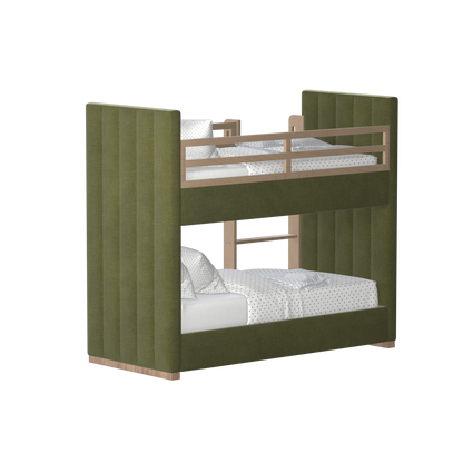 Paolo Bunk Bed with Soft Upholstery and Beechwood Accents