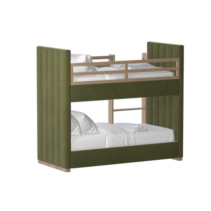 Paolo Bunk Bed with Soft Upholstery and Beechwood Accents