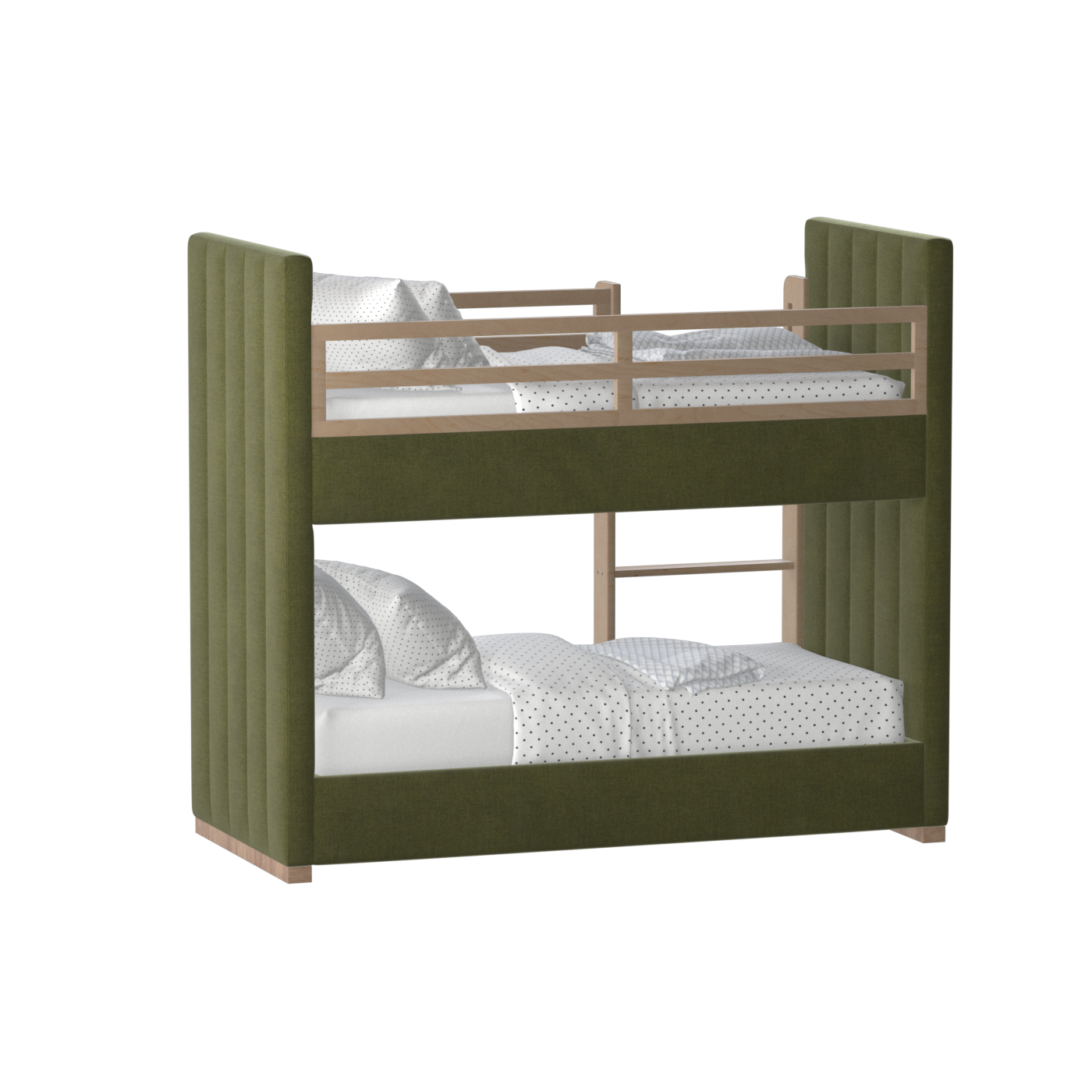 Paolo Bunk Bed with Soft Upholstery and Beechwood Accents