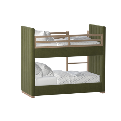 Paolo Bunk Bed with Soft Upholstery and Beechwood Accents