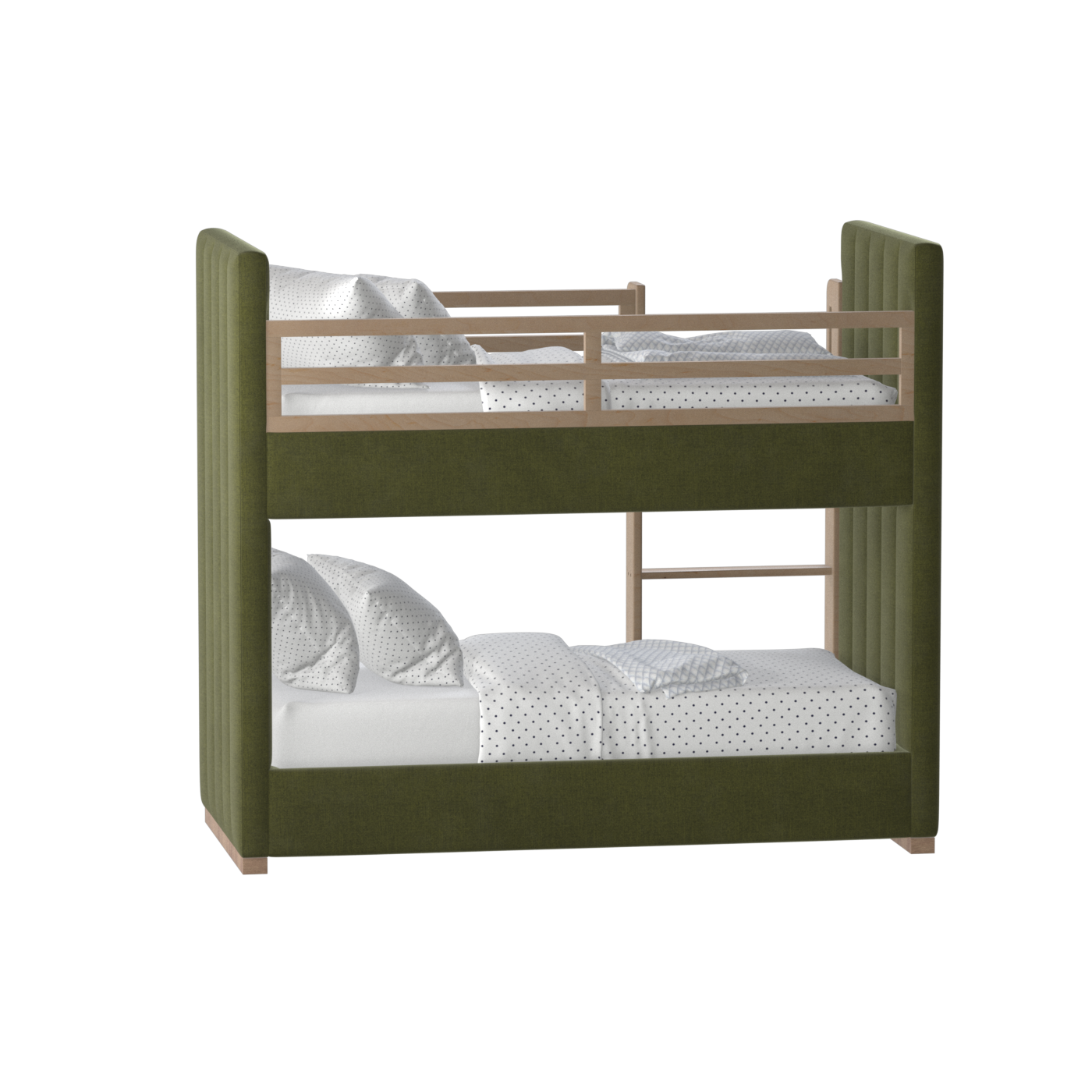 Paolo Bunk Bed with Soft Upholstery and Beechwood Accents