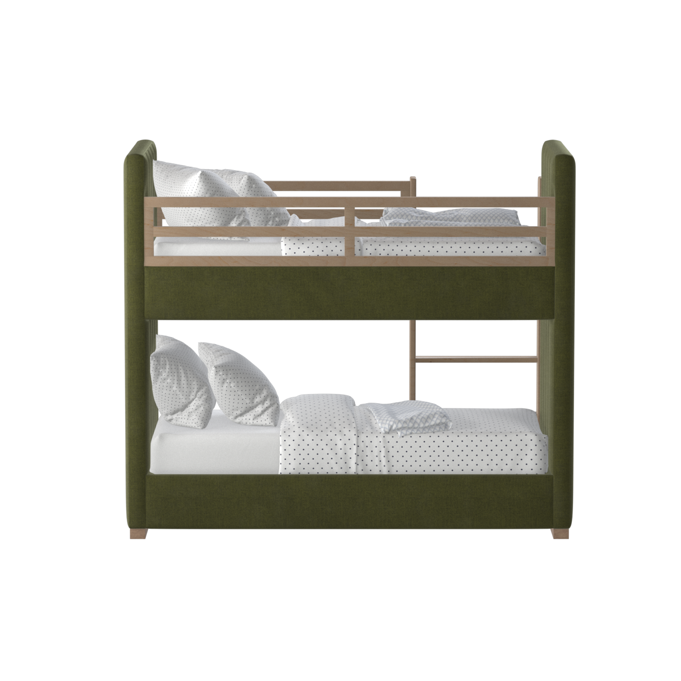 Paolo Bunk Bed with Soft Upholstery and Beechwood Accents