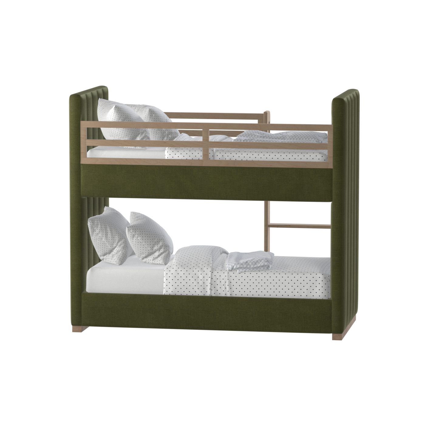 Paolo Bunk Bed with Soft Upholstery and Beechwood Accents