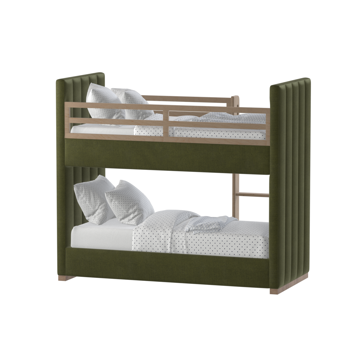 Paolo Bunk Bed with Soft Upholstery and Beechwood Accents