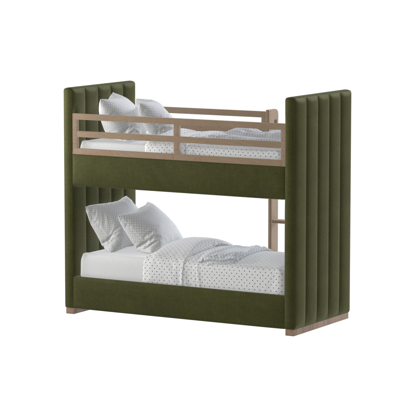 Paolo Bunk Bed with Soft Upholstery and Beechwood Accents
