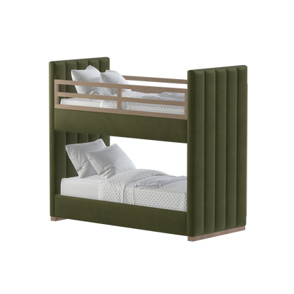 Paolo Bunk Bed with Soft Upholstery and Beechwood Accents