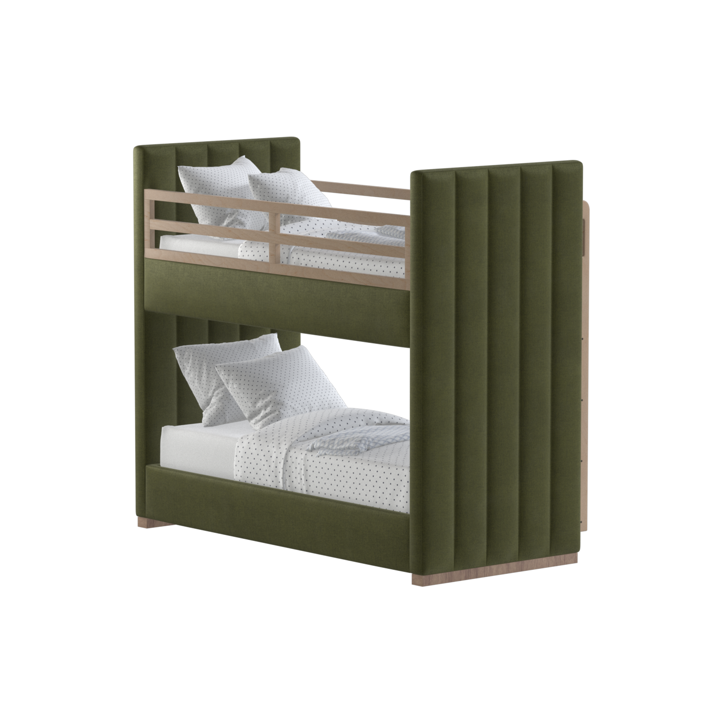Paolo Bunk Bed with Soft Upholstery and Beechwood Accents