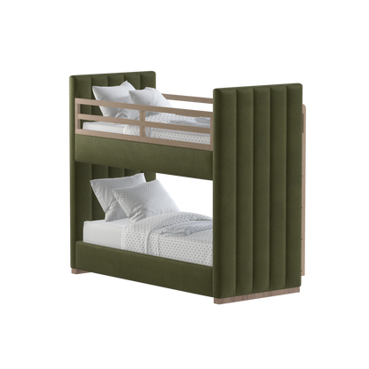 Paolo Bunk Bed with Soft Upholstery and Beechwood Accents