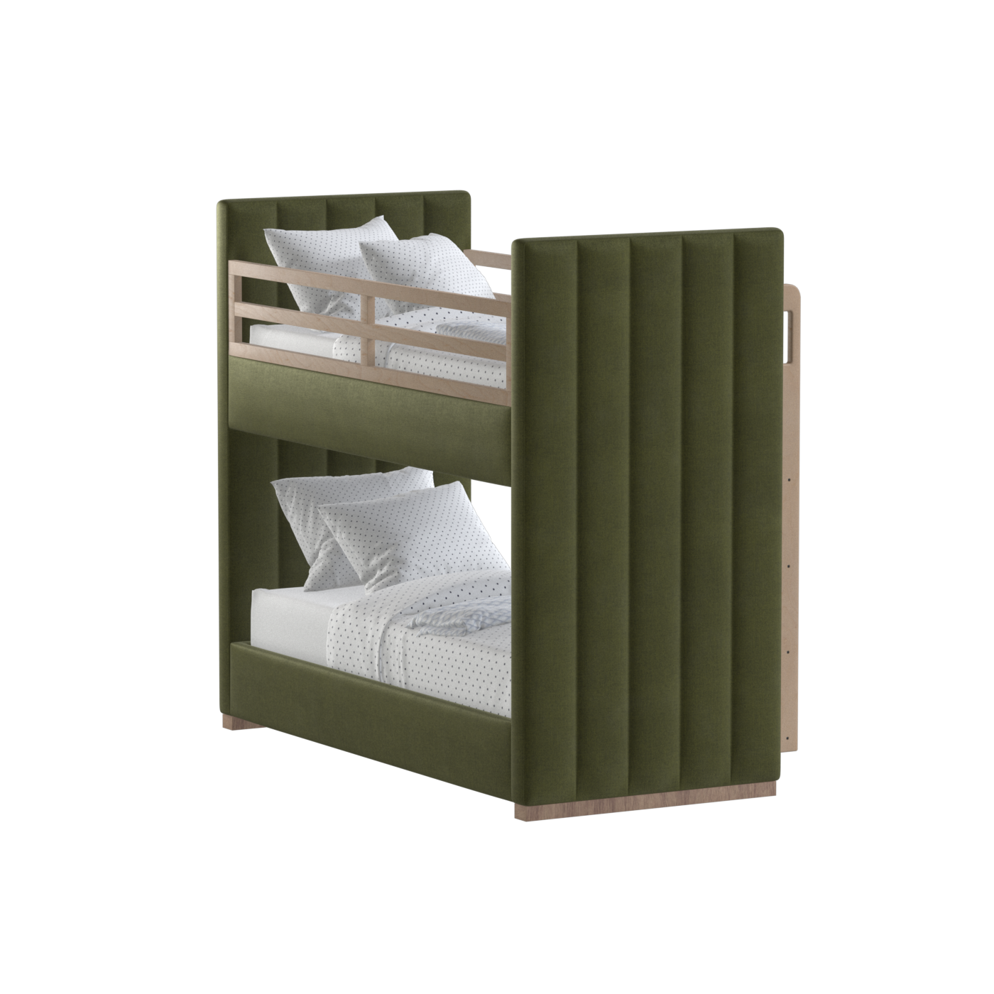 Paolo Bunk Bed with Soft Upholstery and Beechwood Accents