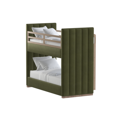 Paolo Bunk Bed with Soft Upholstery and Beechwood Accents