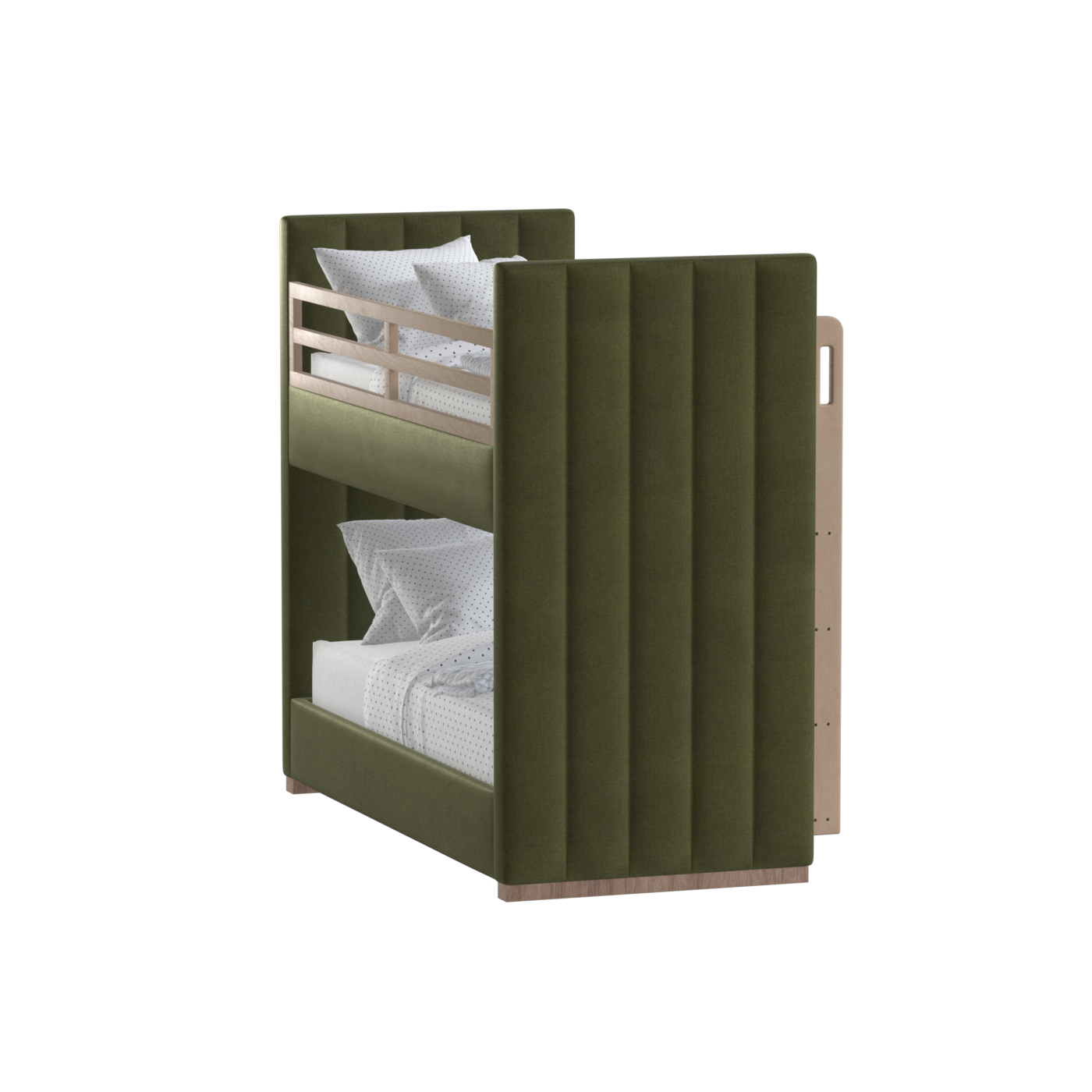 Paolo Bunk Bed with Soft Upholstery and Beechwood Accents