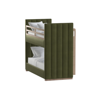 Paolo Bunk Bed with Soft Upholstery and Beechwood Accents