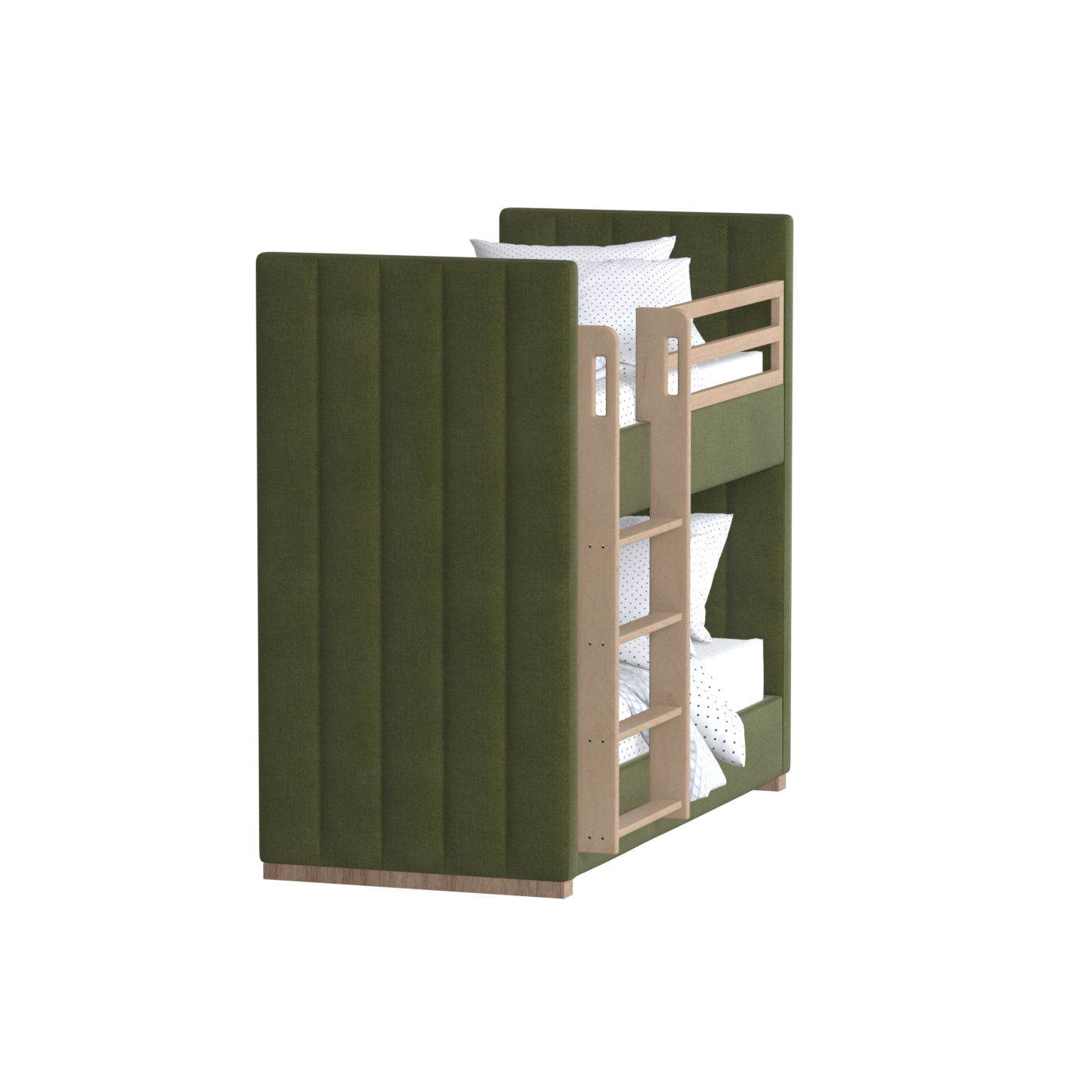 Paolo Bunk Bed with Soft Upholstery and Beechwood Accents