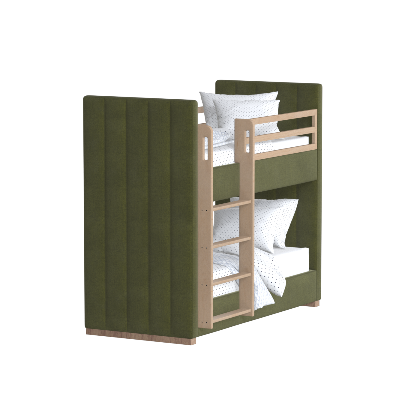 Paolo Bunk Bed with Soft Upholstery and Beechwood Accents