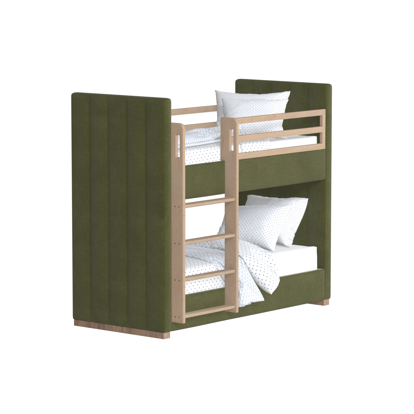 Paolo Bunk Bed with Soft Upholstery and Beechwood Accents