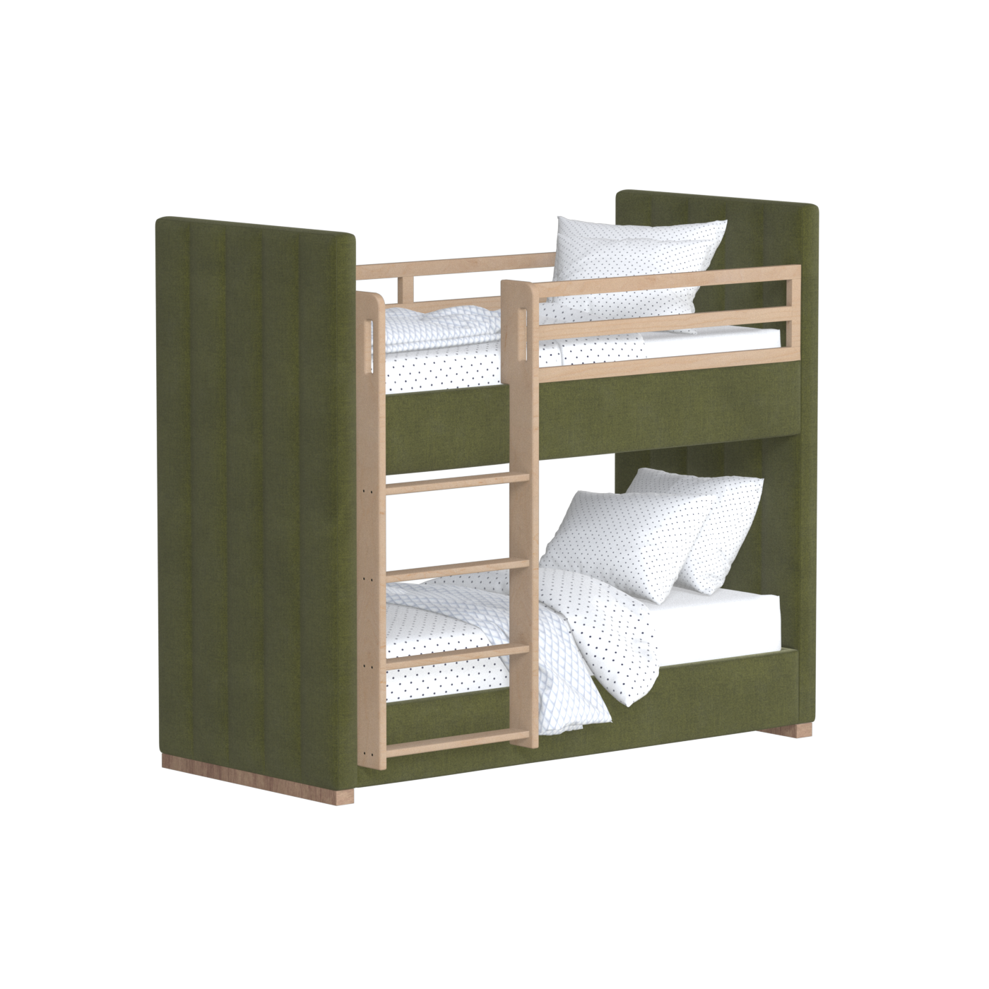 Paolo Bunk Bed with Soft Upholstery and Beechwood Accents