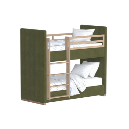 Paolo Bunk Bed with Soft Upholstery and Beechwood Accents