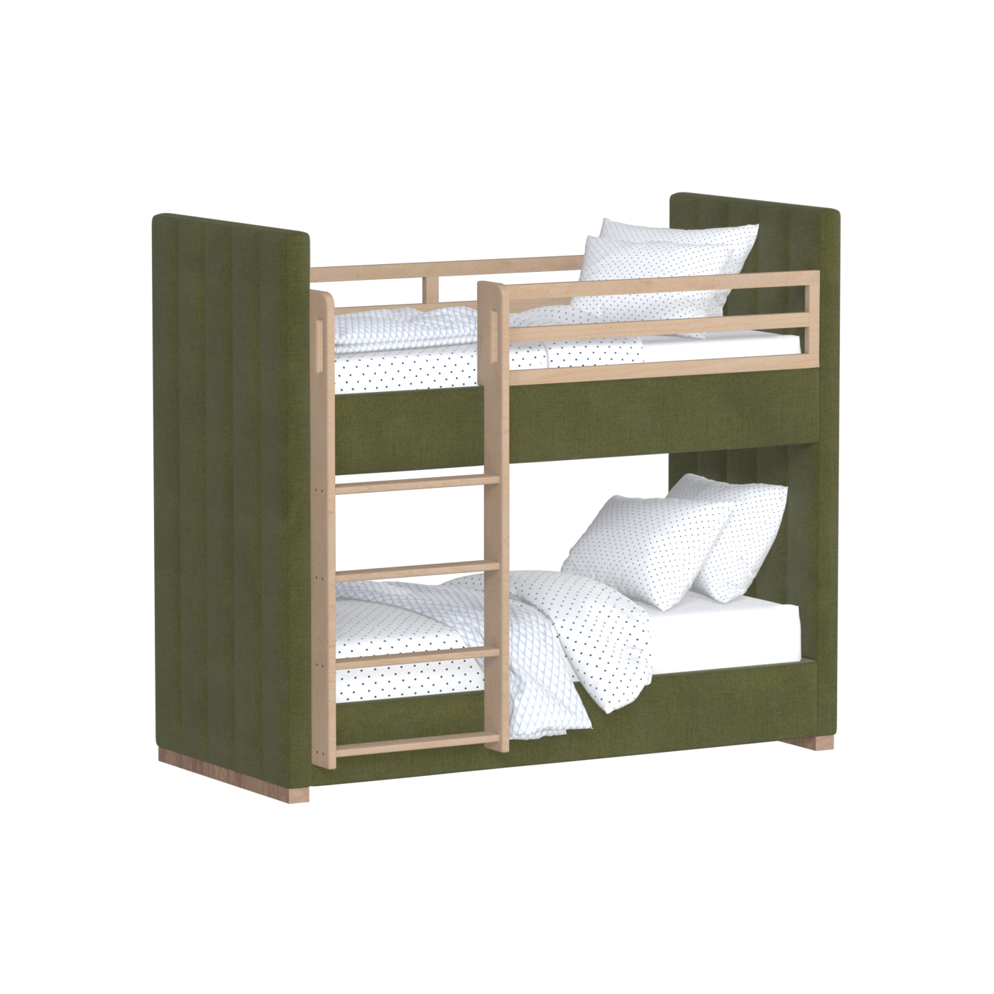 Paolo Bunk Bed with Soft Upholstery and Beechwood Accents