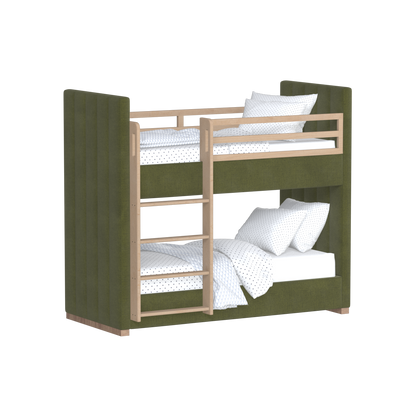 Paolo Bunk Bed with Soft Upholstery and Beechwood Accents