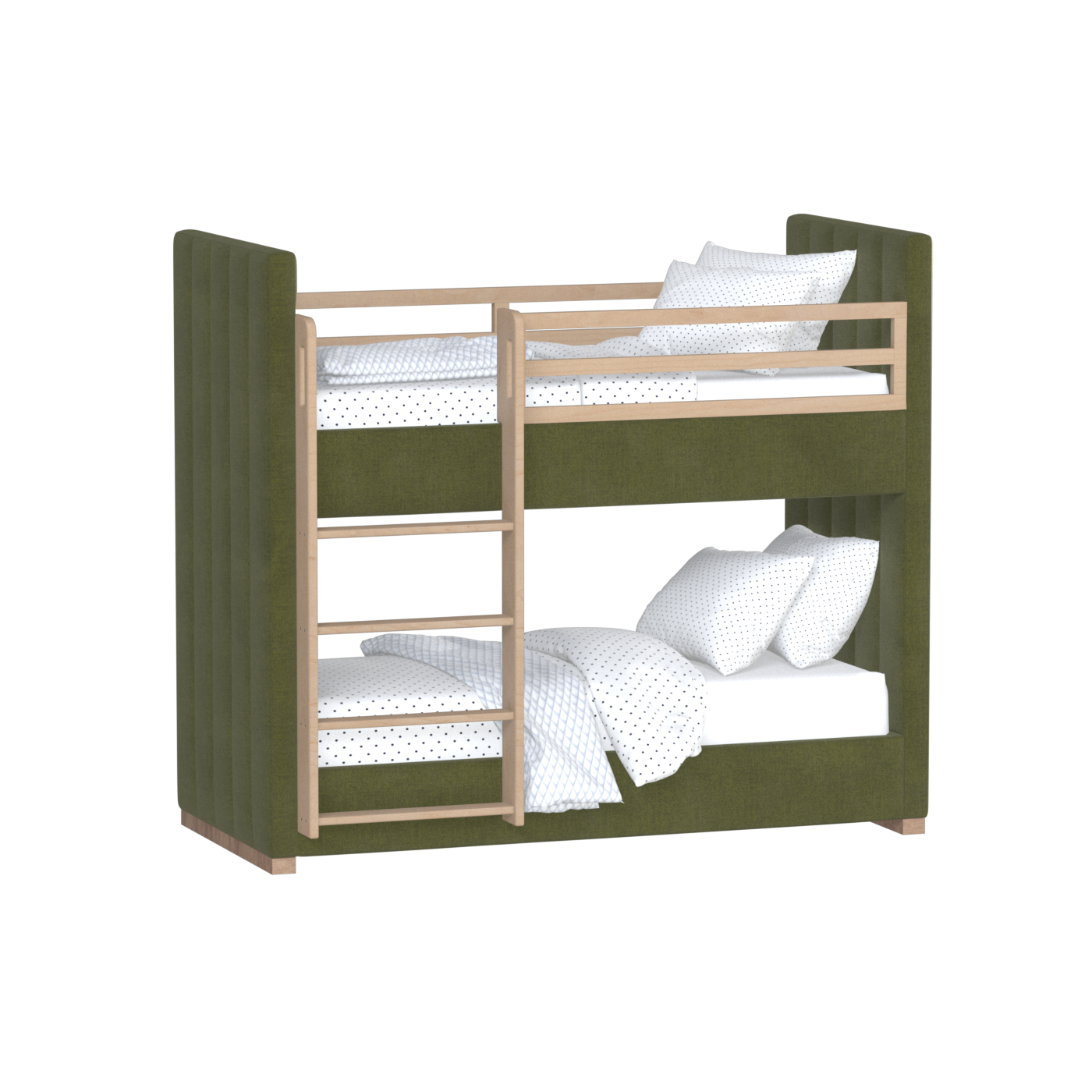 Paolo Bunk Bed with Soft Upholstery and Beechwood Accents