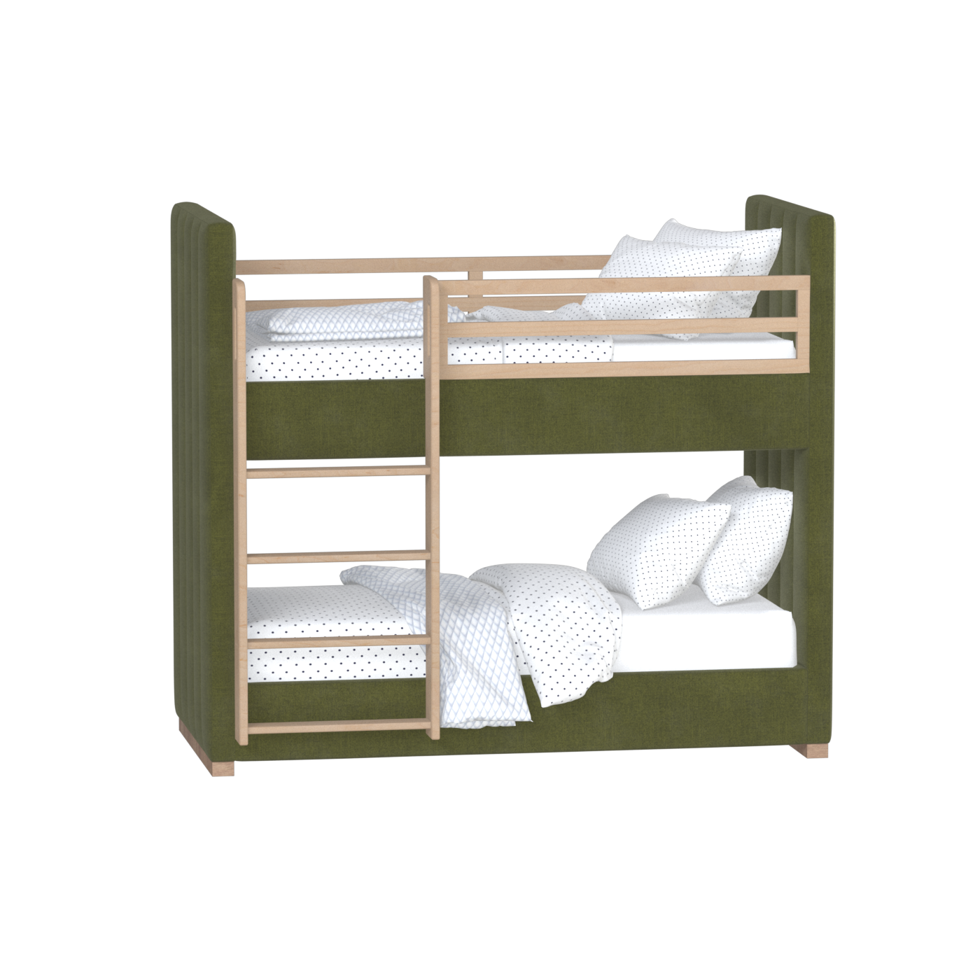 Paolo Bunk Bed with Soft Upholstery and Beechwood Accents