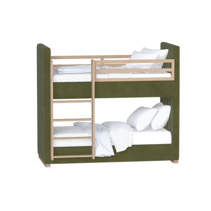 Paolo Bunk Bed with Soft Upholstery and Beechwood Accents