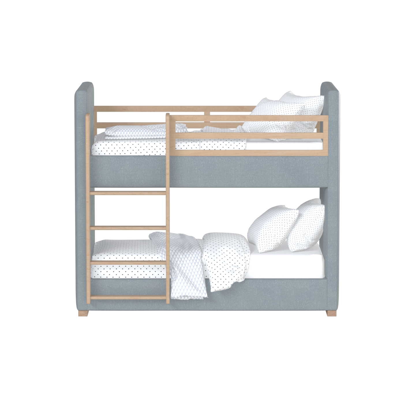 Paolo Bunk Bed with Soft Upholstery and Beechwood Accents
