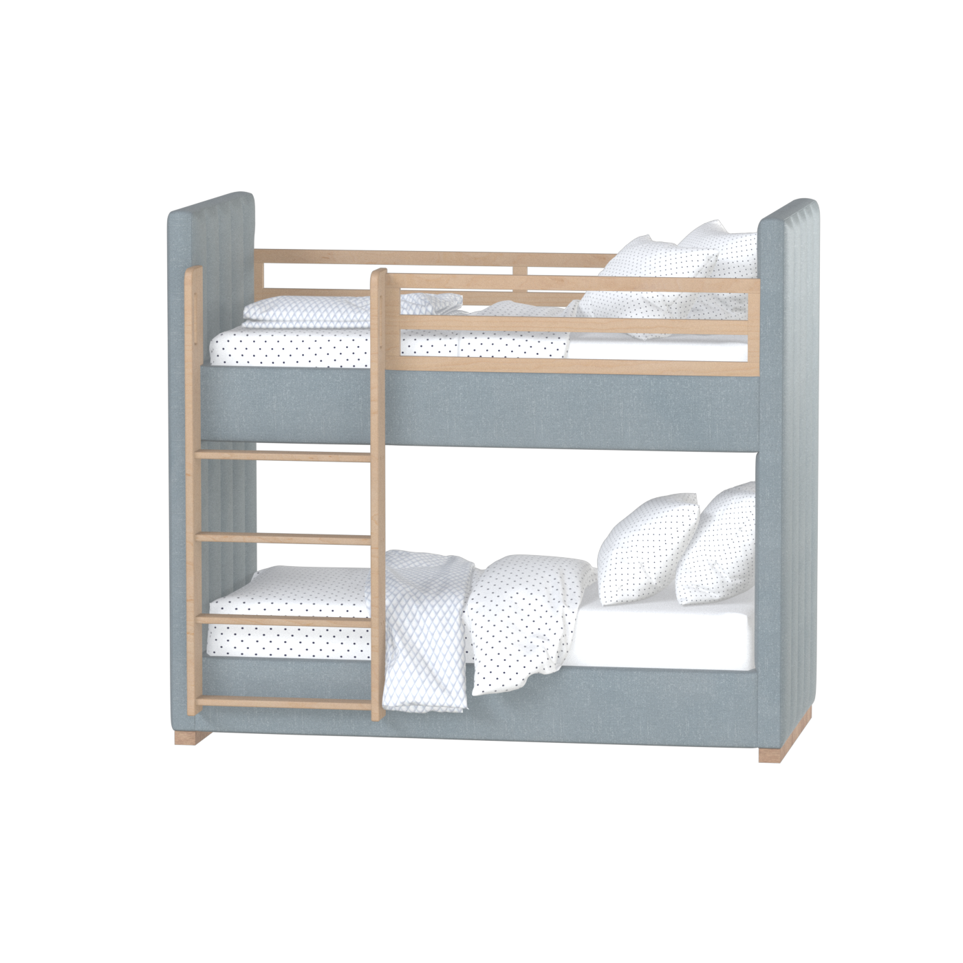 Paolo Bunk Bed with Soft Upholstery and Beechwood Accents
