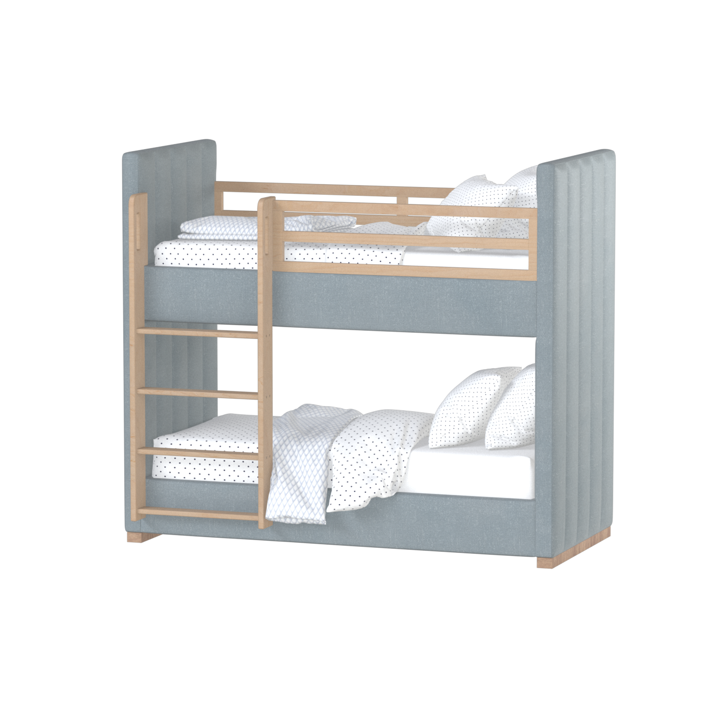 Paolo Bunk Bed with Soft Upholstery and Beechwood Accents