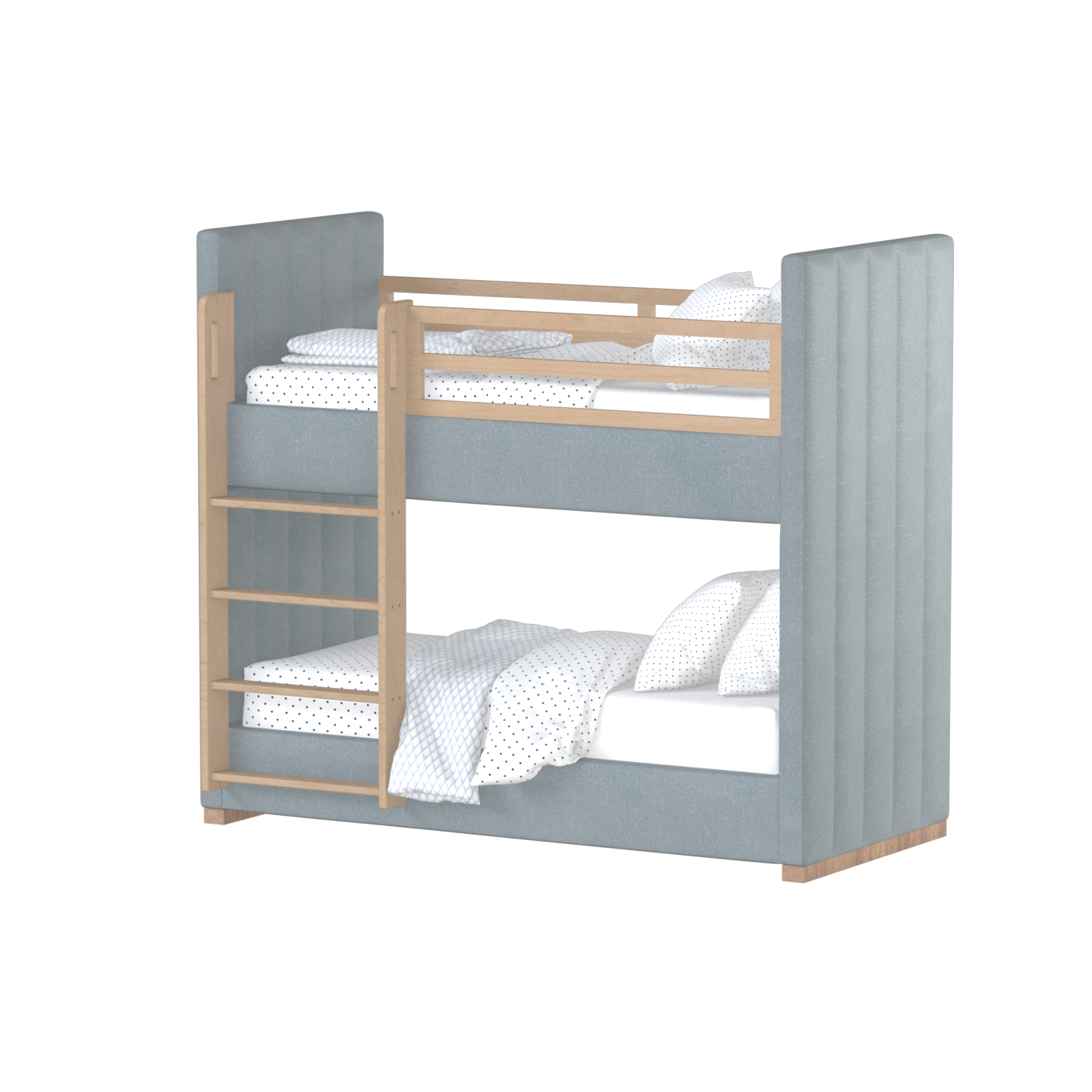 Paolo Bunk Bed with Soft Upholstery and Beechwood Accents