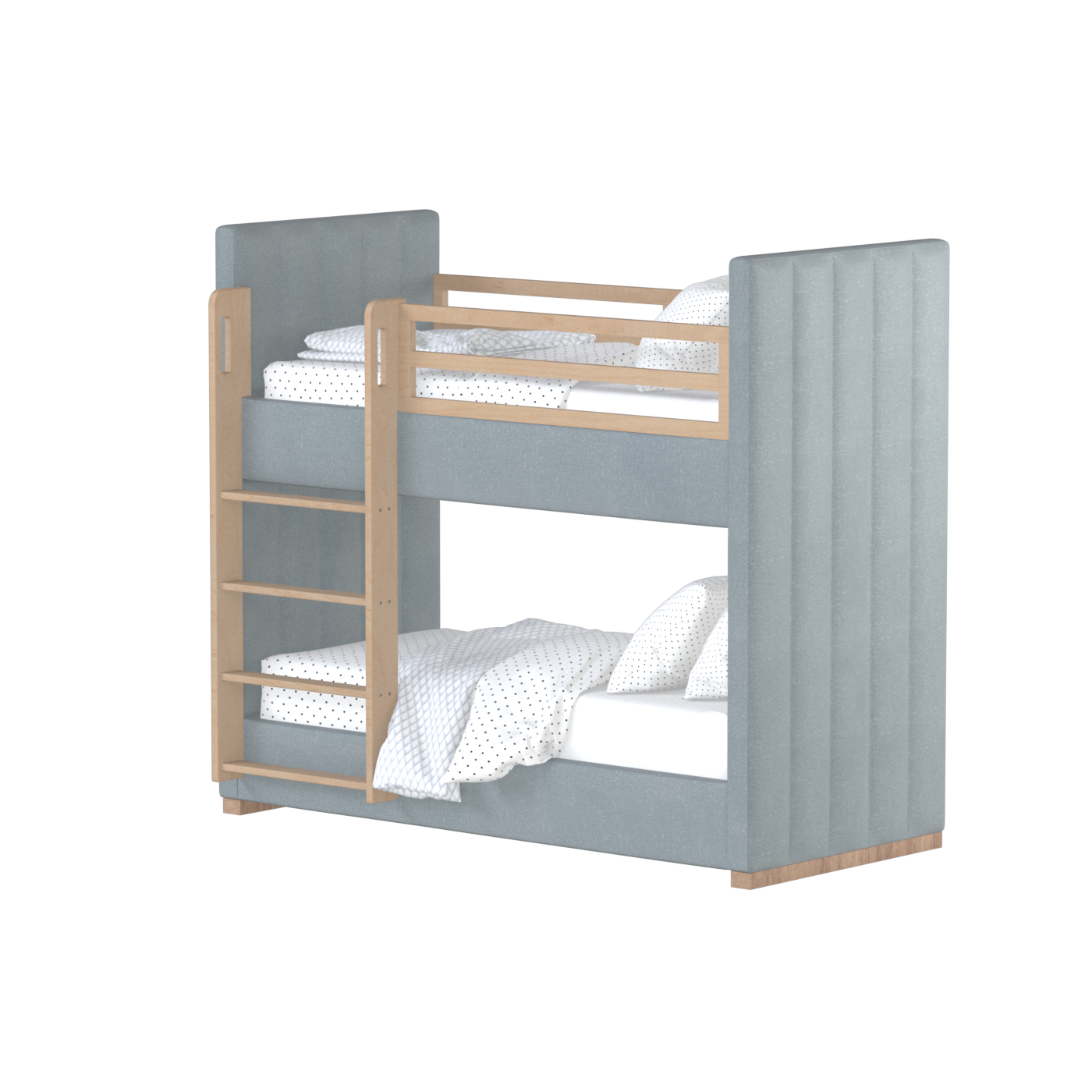 Paolo Bunk Bed with Soft Upholstery and Beechwood Accents